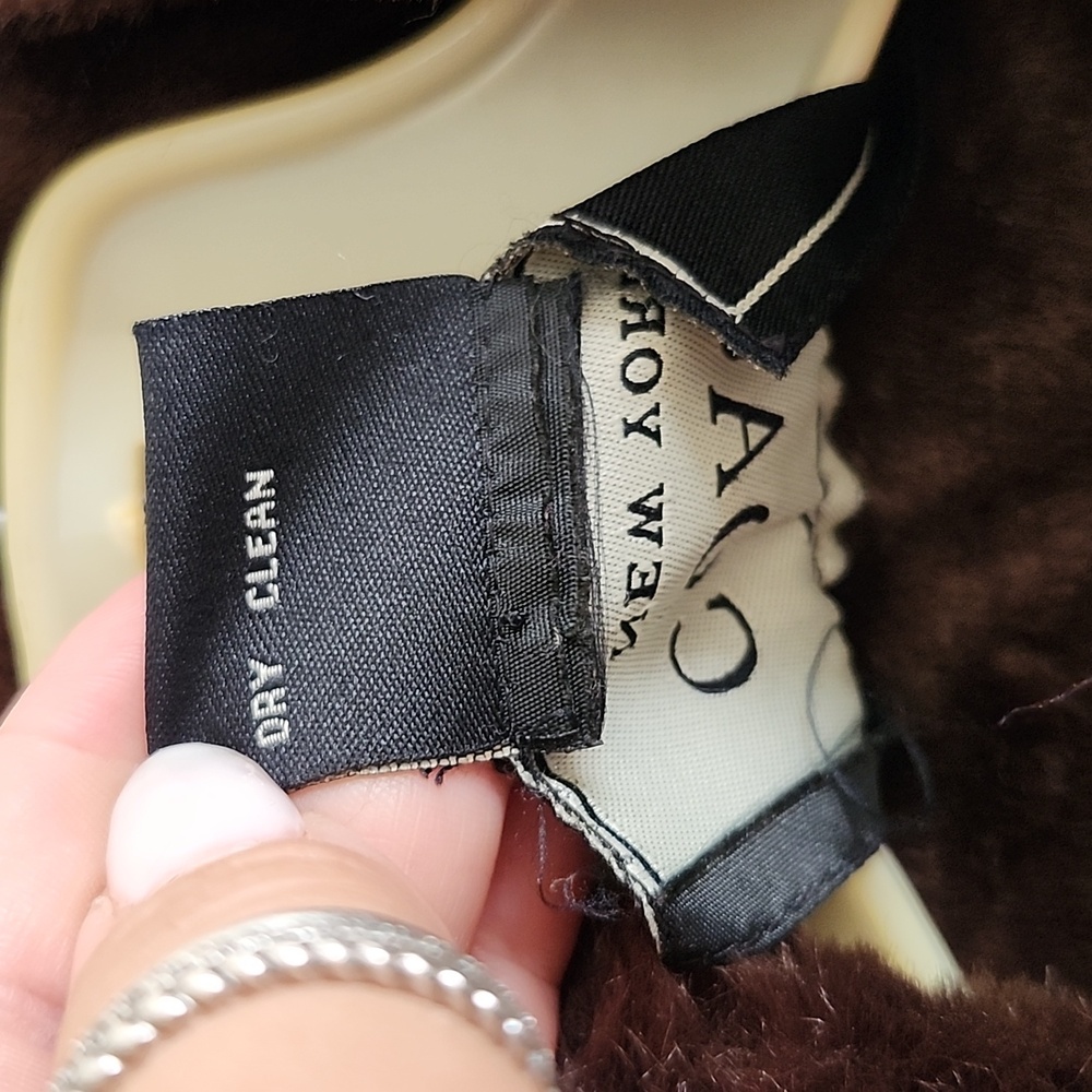 Coaco Vintage Brown Faux Suede Faux Fur Lined Jacket Cozy Chic Vegan Small - Picture 3 of 8